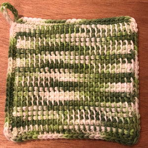 Green and White Potholders